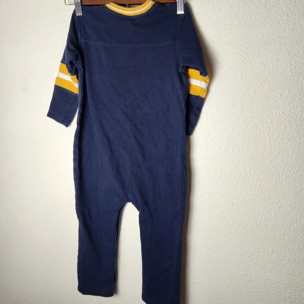Vintage 90s Oshkosh Football one piece button snap suit‎ 36 months 3T Navy Blue
